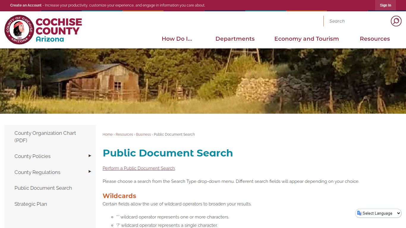 Public Document Search | Cochise County, AZ - Arizona