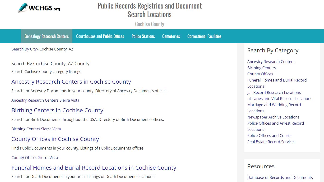 Public Records Registries in Cochise County, AZ